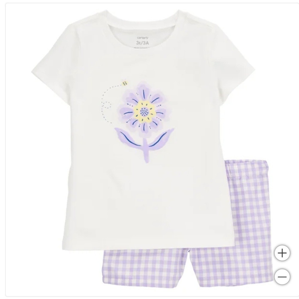 Carter's Girls' 3-piece Playwear Set Purple/White Checkered 2T New!‎ - Picture 4 of 7